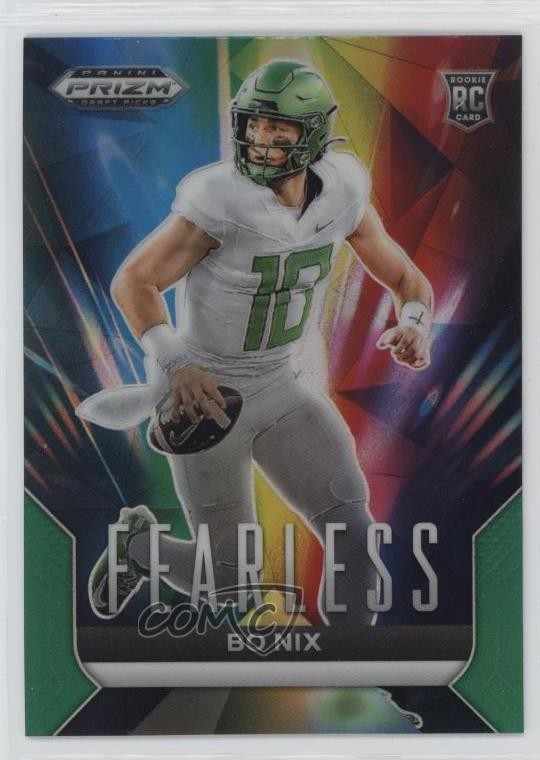 2024 Panini Prizm Draft Picks Fearless Green Prizm Bo Nix #F-BN Rookie RC