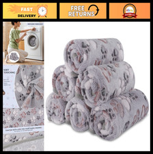 6 Pack Small Dog Blankets - Super Soft Fleece Covers, Paw Print Pet Throws for D