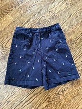 Talbots navy blue shorts embroidered floral design 6.5 inch inseam women s 6