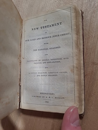 1842 HOLY BIBLE antique PRE CIVIL WAR leather SPRINGFIELD merriam OLD rare - Picture 17 of 21
