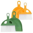  2 Sets Dustpan and Brush Small Mini Broom Pans Portable Handheld