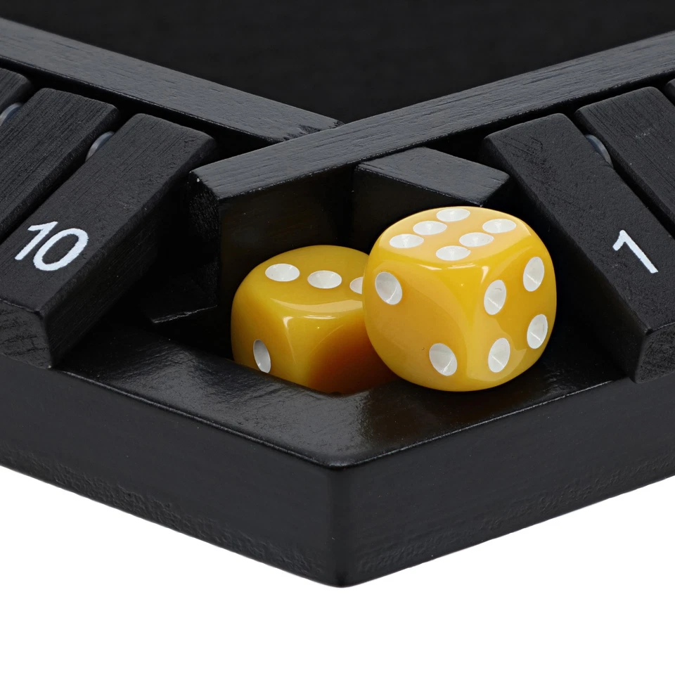 Pacific Shore Games 6 Player Shut The Box Dice Game, Black Stained Wood, Large - Image 3 of 4