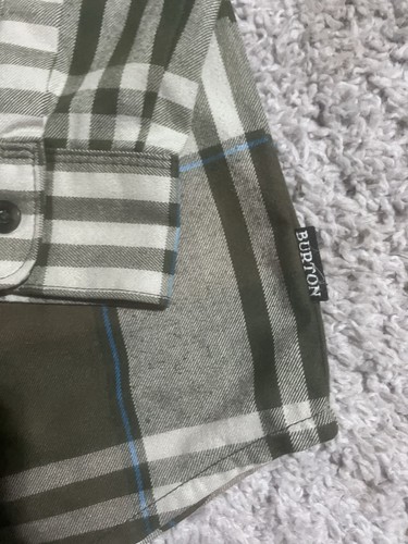 Burton Ruckus Flannel Hooded Shirt Long Sleeve Plaid Green / White Men's Size L - Picture 10 of 12