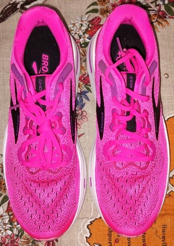 Brooks Women's Ghost Max Pink Glo/Purple/Blk Athletic Lace Up Nursing Shoes US11 - Picture 2 of 14
