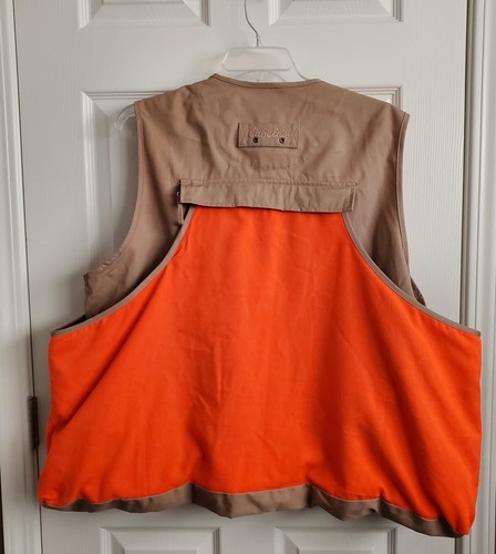 Cabelas Mens Large Canvas Orange/Tan Tactical Hunting Field Vest - Picture 2 of 20