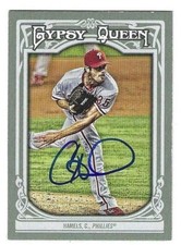 Signed COLE HAMELS Philadelphia Phillies 2013 Topps Gypsy Queen Card #29 COA