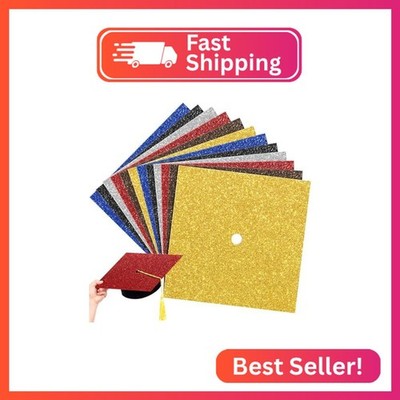 Gersoniel 12 Sheets 10 x 10 Inch Glitter Construction Paper for Graduation Cap D