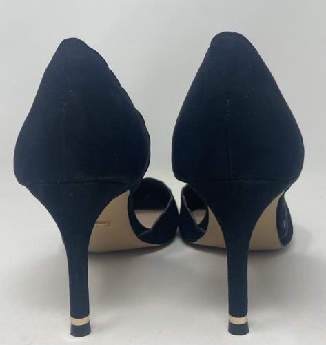 Carvela by Kurt Geiger size 5 (38) black faux suede & gold high heel courts - Picture 5 of 13
