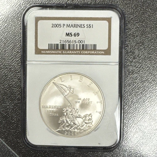 2005-P $1 Marines Silver Dollar NGC MS69.