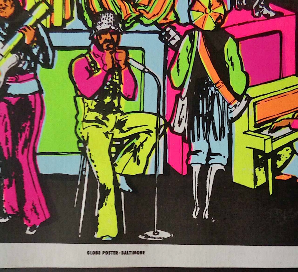 FUNKADELIC PARLIAMENT PITTSBURGH 1971 concert poster GLOBE DAY-GLO