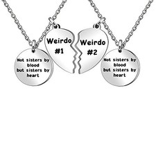 Best Friends Necklace Gift,2pcs Heart Pendant Adjustable Long Necklace"Side 3