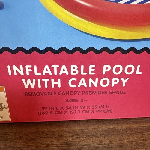 Poptimism Kiddie Pool with Removable Canopy Inflatable Baby Shallow 59x54 *NEW* - Picture 5 of 7