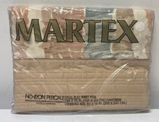 1979 VTG 70s Martex Full Size Flat Bed Sheet Wind Drifts Quilted Trim NOS NIP