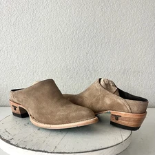 Lane Plain Jane Mule Womens 7 Latte Suede Cowboy Boots Western Slip On Clog