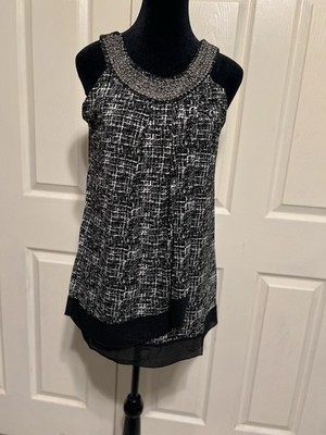 Eve & Maddie Women's Sleeveless Black White Top Size Large NWOT