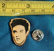 Elvis Presley Head Face Laser Cut Wood Wooden Lapel Pin
