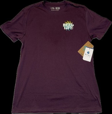 Reel Life Men s Soak In The Sun From Dusk Til Dawn Plum Graphic Tee Sz M NWT