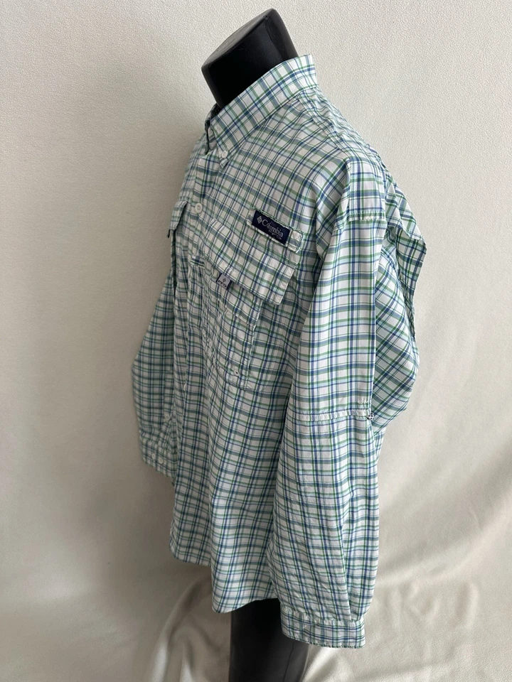 Camisa Columbia PFG Para Hombre Grande Super Bahama Verde A Cuadros Manga Larga Camisa Ventilada Foto 4 de 4