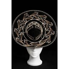 Vintage Black Velvet Embroidered Sombrero Hat Threadwork Paris 1900