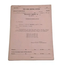 New York Central System Railroad Detroit Paper Notice/Bulletin Order Lot 1960's
