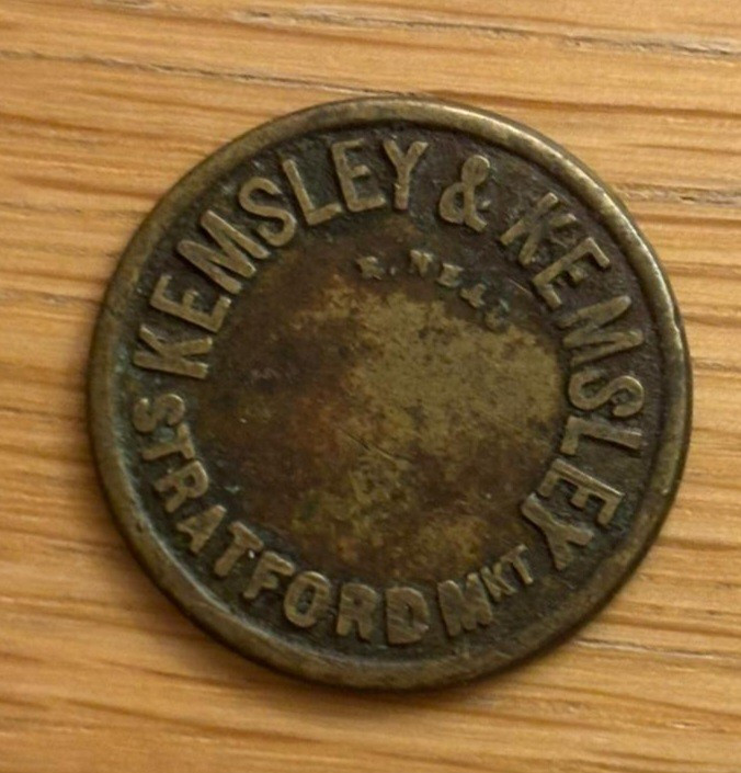  Kemsley & Kemsley Stratford Market Token  1 Shilling  Market Token Collectable 
