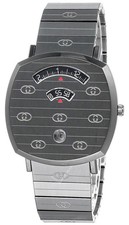 Gucci Grip Square 3-Window Interlocking G Bracelet Watch Black Grey YA157429
