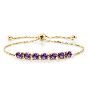 Authentic 18K Yellow Gold Plated Silver 4.5MM Gemstone Birthstone 7-Stone Tennis