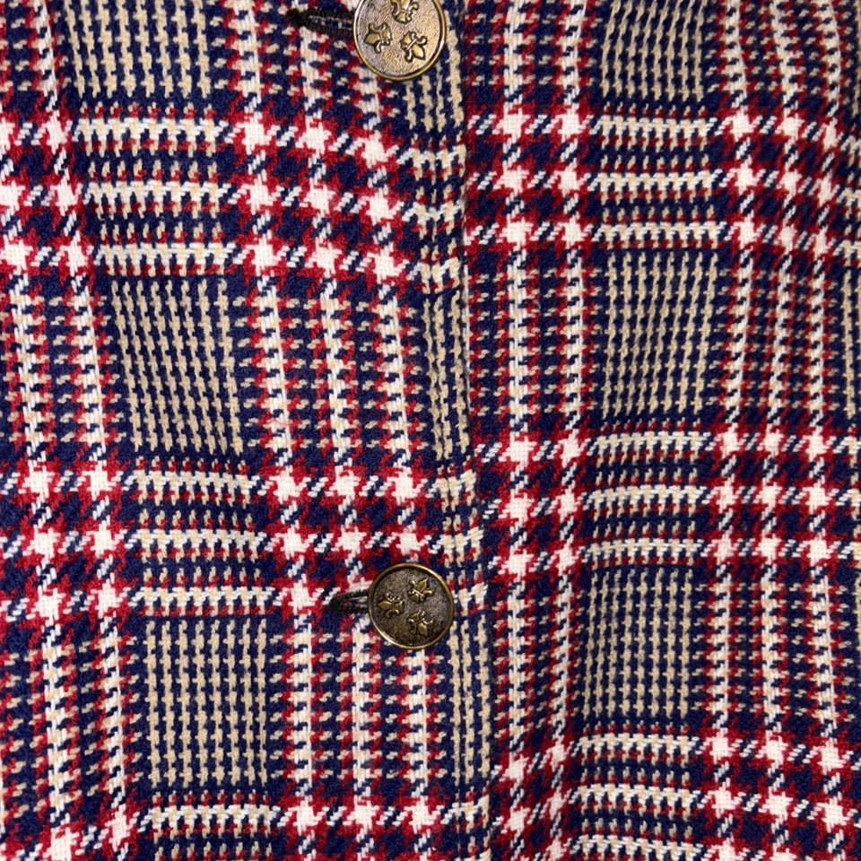 Винтажные женские шерсти клетку флиса с подкладкой плащ/шаль/пончо Sz Med - Изображение 2 из 4