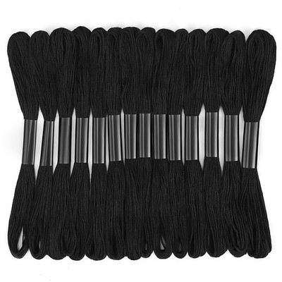Black Embroidery Floss 14 Skeins Embroidery Thread Cross Stitch Thread