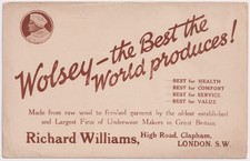 1920s Wolsey Advertising Postcard Trade Card Pure Wool Underwear London Shop