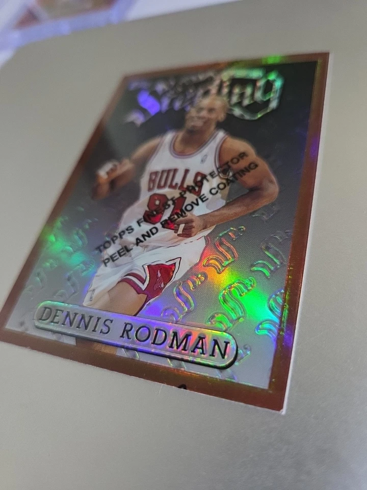 1996-97 Topps Finest - Bronce Dennis Rodman #5 Refractor Chicago Bulls 🏆 Foto 3 de 4