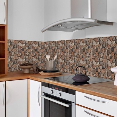 3D Kopfsteinpflaster Wandaufkleber für rustikales Zuhause Ästhetik stabiles PV
