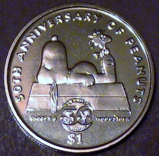 Snoopy and Woodstock 50th Anniversary of Peanuts Niue 2000 Copper