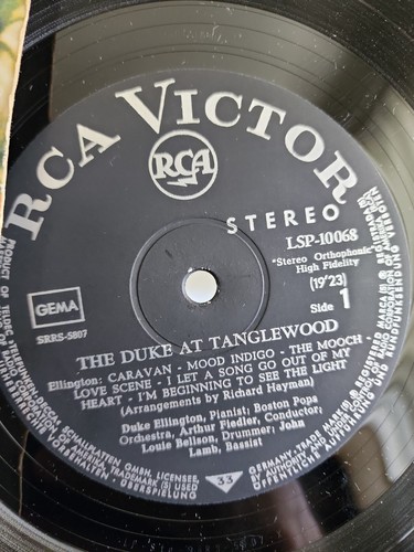 The Duke At Tanglewood RCA Victor VINYL Deep Groove German Press Ellington - Picture 2 of 12