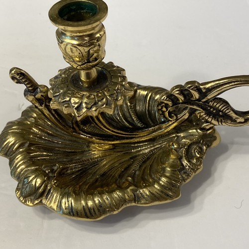 VTG Ornate Brass Chamber Stick Candle Holder Victorian Candlestick Rare Snuffer - Picture 4 of 13