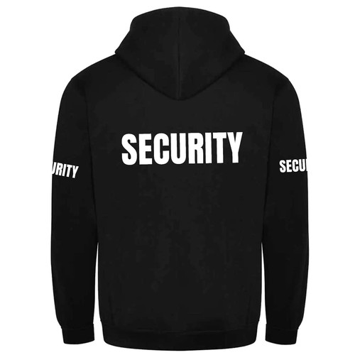 Security Zip Hoodie Printed Doorman Bouncer Pullover Front Back Sleeves UK - Picture 3 of 11