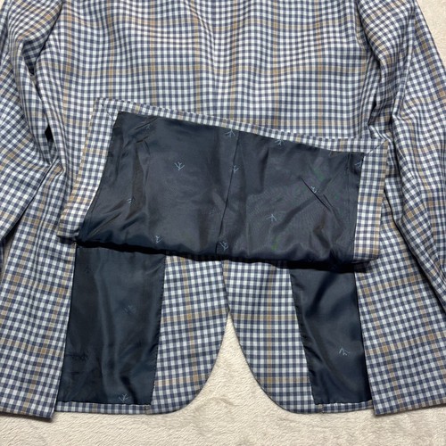 Isaia Napoli Mens Blazer 52 Italy 42 US Windowpane Plaid 140s Delain Select Wool - Picture 4 of 11