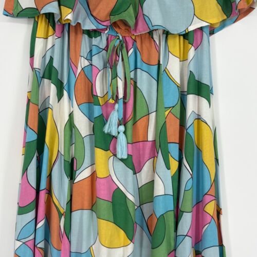 Maxi Vestido Japna Para Mujer Pequeño Sin Tirantes Moderno Geométrico Pastel Multicolor - Imagen 3 de 9