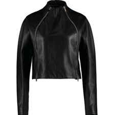 Lanvin Silk Lined Leather Jacket In Black - Uk 16 - £4300