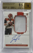 2020 National Treasures Joe Burrow Rookie Patch Auto #51/99 BGS 9.5 Bengals RPA