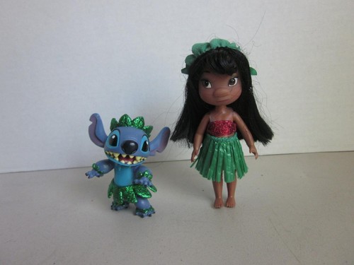 DISNEY Hasbro LILO & STITCH Jointed Vinyl Figures Glitter Costumes Hula