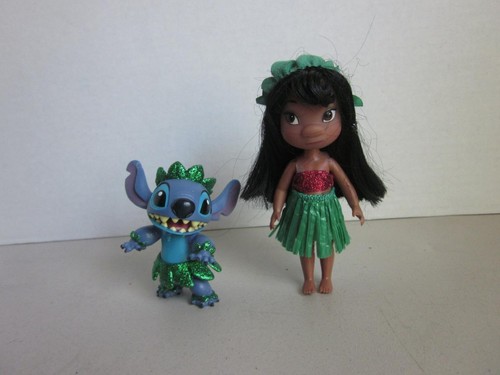 DISNEY Hasbro LILO & STITCH Jointed Vinyl Figures Glitter Costumes Hula - Afbeelding 1 van 2