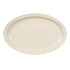 Thunder Group NS516T 1 Dz Nustone Tan 15.5" x 10.88" Oval Melamine Platter NSF