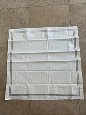 165 RESTORATION HARDWARE White ITALIAN SATIN STITCH Euro SHAM Ivory/Dune NWOT