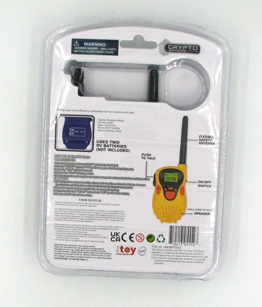 Crypto Sphere Walkie Talkies 2 Pack 120ft Range 2 Way