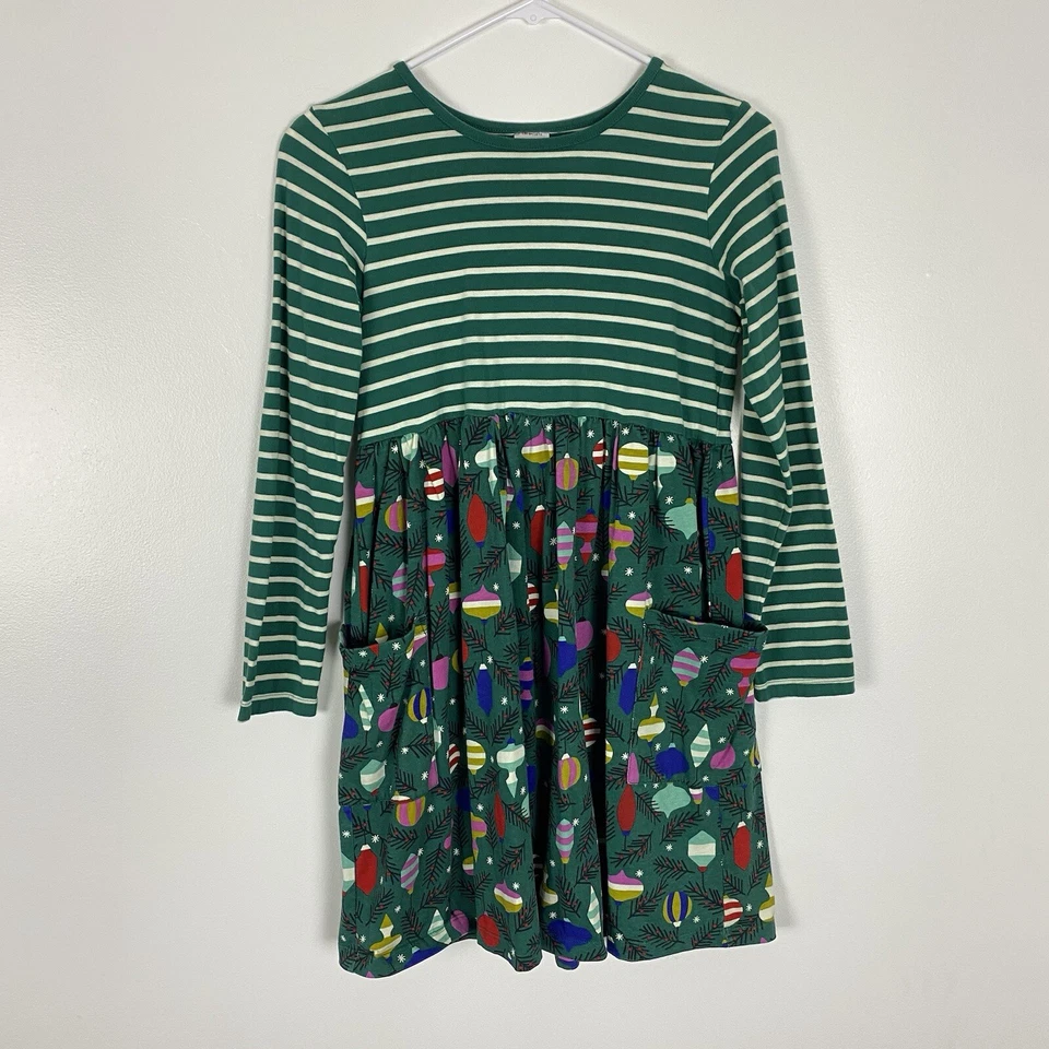 Vestido de Natal Hanna Andersson meninas tamanho EUA 12 enfeites verdes festa de fim de ano - Imagem 2 de 4