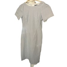 J. Crew Blue White Ticking Striped Short Sleeve Sheath Dress Size 6