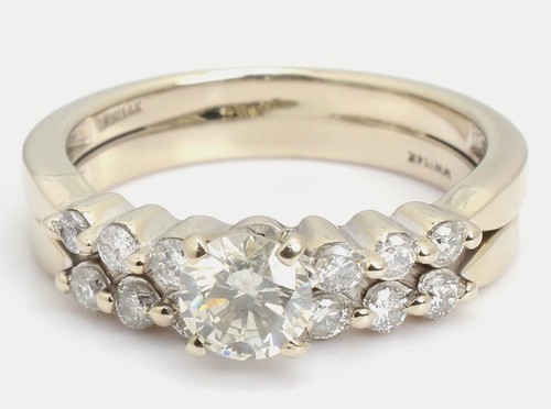 Solid 14k White Gold .50ct Diamonds Wedding Band Engagement Ring Lot Set Size 7