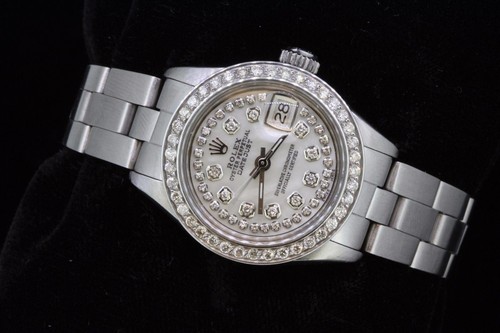 Rolex Ladies Datejust Oyster Stainless Steel Diamond Dial Bezel Watch - Picture 2 of 9