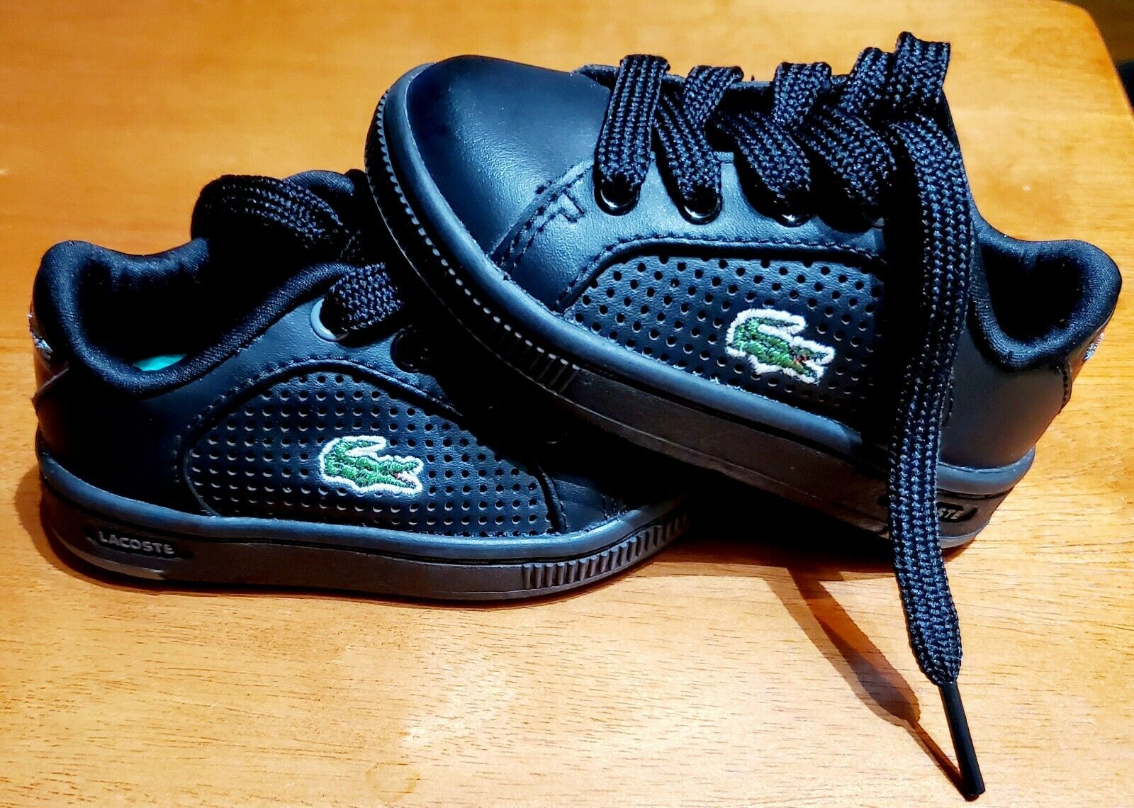 LACOSTE CARNABY BLACK SNEAKER 5 INFANT TODDLER Baby Boy Girl Kids SHOE DRESS | eBay